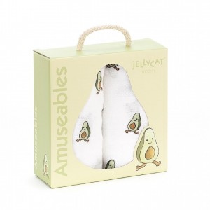 Jellycat Amuseable Avocado Pair Of Muslins 70 CM X 70 CM, Jellycat USA | NH9025638