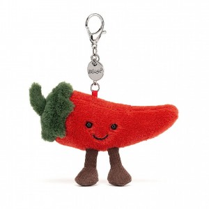 Jellycat Amuseable Chilli Bag Charm 8 CM X 13 CM, Jellycat USA | YH2453679