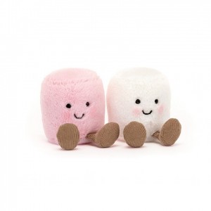 Jellycat Amuseable Pink and White Marshmallows 9 CM X 15 CM, Jellycat USA | PF0451876