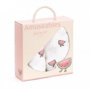 Jellycat Amuseable Watermelon Pair Of Muslins 70 CM X 70 CM, Jellycat USA | KY8645072