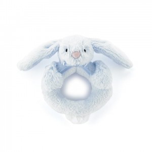 Jellycat Bashful Blue Bunny Ring Rattle 12 CM, Jellycat USA | OE3027645