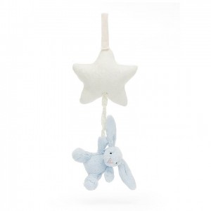 Jellycat Bashful Blue Bunny Star Musical Pull 28 CM X 19 CM, Jellycat USA | RK8692475