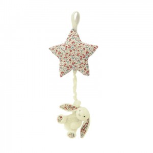 Jellycat Blossom Cream Bunny Star Musical Pull 28 CM, Jellycat USA | UR2548093