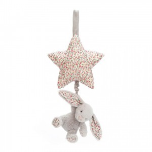 Jellycat Blossom Silver Bunny Musical Pull 28 CM, Jellycat USA | WI4369185