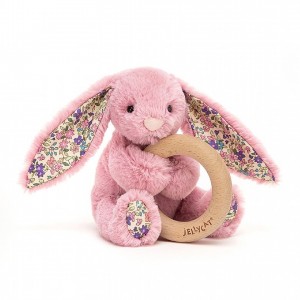 Jellycat Blossom Tulip Bunny Wooden Ring Toy 13 CM X 9 CM, Jellycat USA | RL2645980