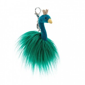 Jellycat Fancy Peacock Bag Charm 14 CM X 6 CM, Jellycat USA | EG1502489