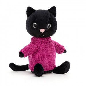 Jellycat Knitten Kitten Fuchsia 22 CM X 8 CM, Jellycat USA | HK2148650