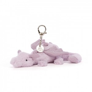 Jellycat Lavender Dragon Bag Charm 12 CM X 22 CM, Jellycat USA | QB4132709