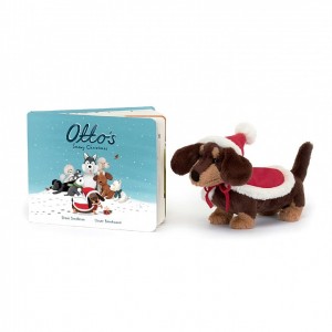 Jellycat Otto's Snowy Christmas Book & Winter Warmer Otto Sausage Dog, Jellycat USA | GW8594260