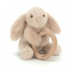 Jellycat Shooshu Bunny Wooden Ring Toy 14 CM X 11 CM, Jellycat USA | DH5026439