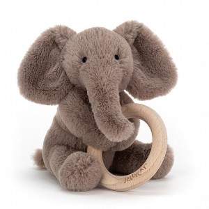 Jellycat Shooshu Elephant Wooden Ring Toy 14 CM X 11 CM, Jellycat USA | EO7439850