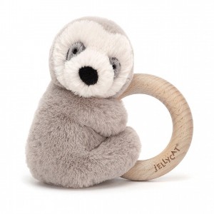 Jellycat Shooshu Sloth Wooden Ring Toy 14 CM X 11 CM, Jellycat USA | XN3814576