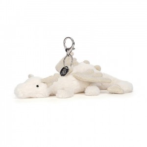 Jellycat Snow Dragon Bag Charm 12 CM X 22 CM, Jellycat USA | EI4902683