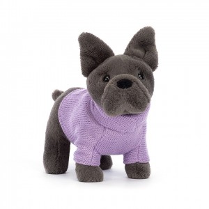 Jellycat Sweater French Bulldog Purple 17 CM X 19 CM, Jellycat USA | TD6827354