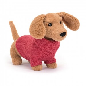 Jellycat Sweater Sausage Dog Pink 14 CM X 7 CM, Jellycat USA | XO5746812