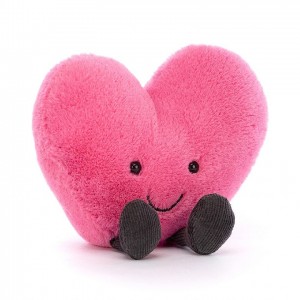 LARGE Jellycat Amuseable Hot Pink Heart 17 CM X 19 CM, Jellycat USA | NO3967504