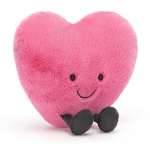 LARGE Jellycat Amuseable Pink Heart 17 CM X 19 CM, Jellycat USA | FK9302548