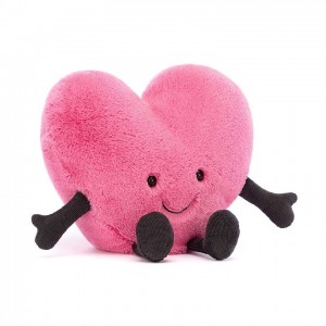 LARGE Jellycat Amuseable Pink Heart 17 CM X 19 CM, Jellycat USA | BS0973685