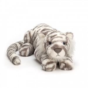 LARGE Jellycat Sacha Snow Tiger 12 CM X 46 CM, Jellycat USA | MG2765394