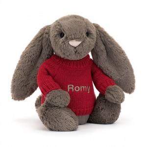 MEDIUM Jellycat Bashful Truffle Bunny with Personalised Red Jumper 31 CM X 12 CM, Jellycat USA | EF5812709