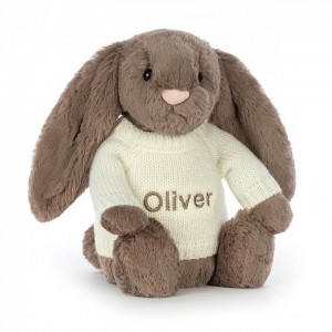 MEDIUM Jellycat Bashful Truffle Bunny with Personalised Cream Jumper 31 CM X 12 CM, Jellycat USA | CO2384509