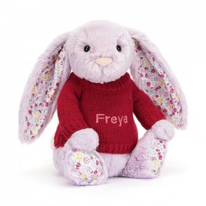 MEDIUM Jellycat Blossom Jasmine Bunny with Personalised Red Jumper 31 CM X 12 CM, Jellycat USA | ZQ9526018