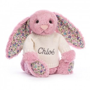 MEDIUM Jellycat Blossom Tulip Bunny with Personalised Cream Jumper 31 CM X 12 CM, Jellycat USA | VL8679234