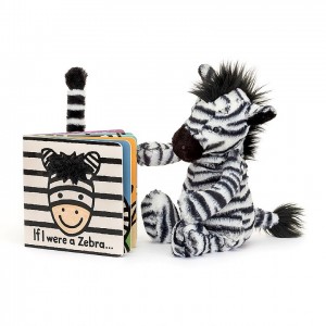 MEDIUM Jellycat If I Were A Zebra Board Book and Bashful Zebra, Jellycat USA | QC8396012