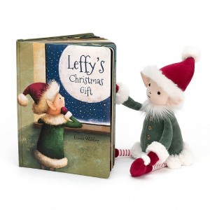 MEDIUM Jellycat Leffy's Christmas Gift Book and Leffy Elf, Jellycat USA | SB9468102