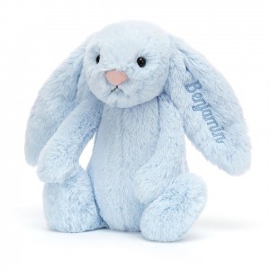 MEDIUM Jellycat Personalised Bashful Blue Bunny 31 CM X 12 CM, Jellycat USA | AH4352067