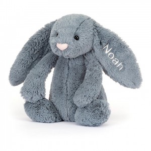 MEDIUM Jellycat Personalised Bashful Dusky Blue Bunny 31 CM X 12 CM, Jellycat USA | VZ3970586