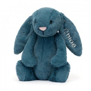 MEDIUM Jellycat Personalised Bashful Mineral Blue Bunny 31 CM X 12 CM, Jellycat USA | IP3671980