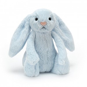 SMALL Jellycat Bashful Blue Bunny Rattle 18 CM X 9 CM, Jellycat USA | YB5690283