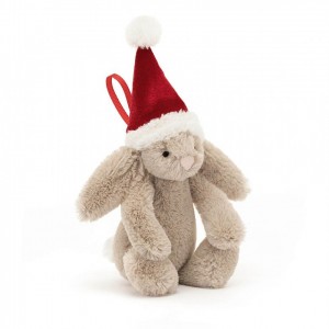 TINY Jellycat Bashful Christmas Bunny Decoration 13 CM X 6 CM, Jellycat USA | VH4152687