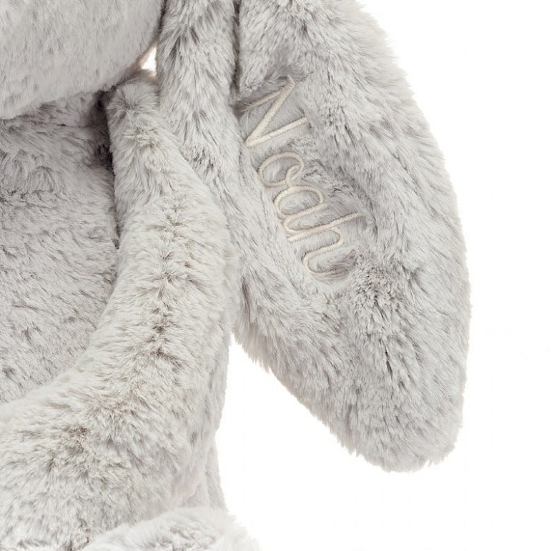 HUGE Jellycat Personalised Bashful Silver Bunny 51 CM X 21 CM, Jellycat USA | UX1730896