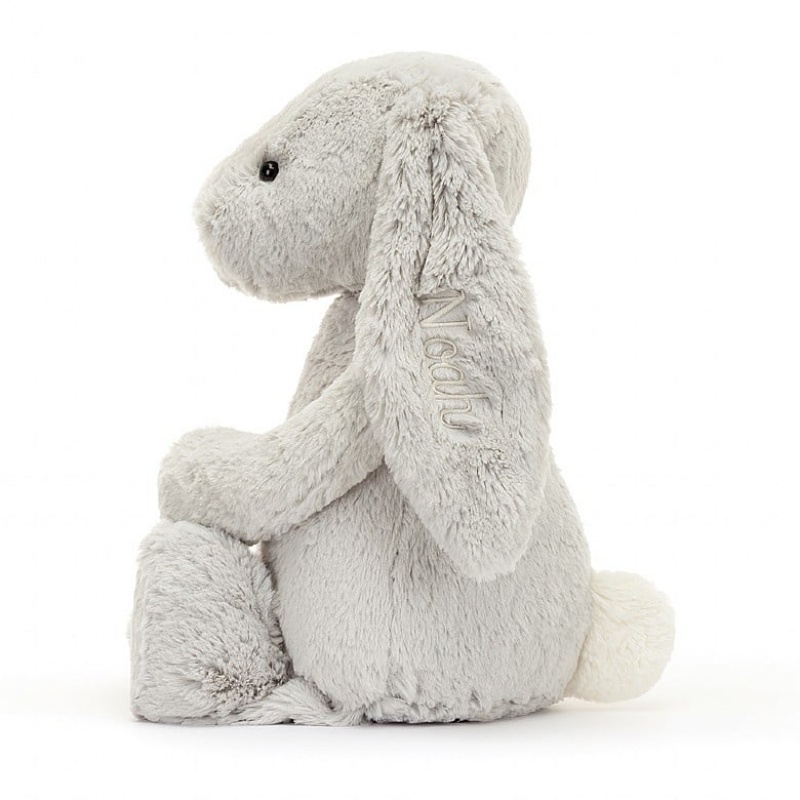 HUGE Jellycat Personalised Bashful Silver Bunny 51 CM X 21 CM, Jellycat USA | UX1730896