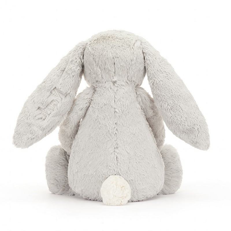 HUGE Jellycat Personalised Bashful Silver Bunny 51 CM X 21 CM, Jellycat USA | UX1730896