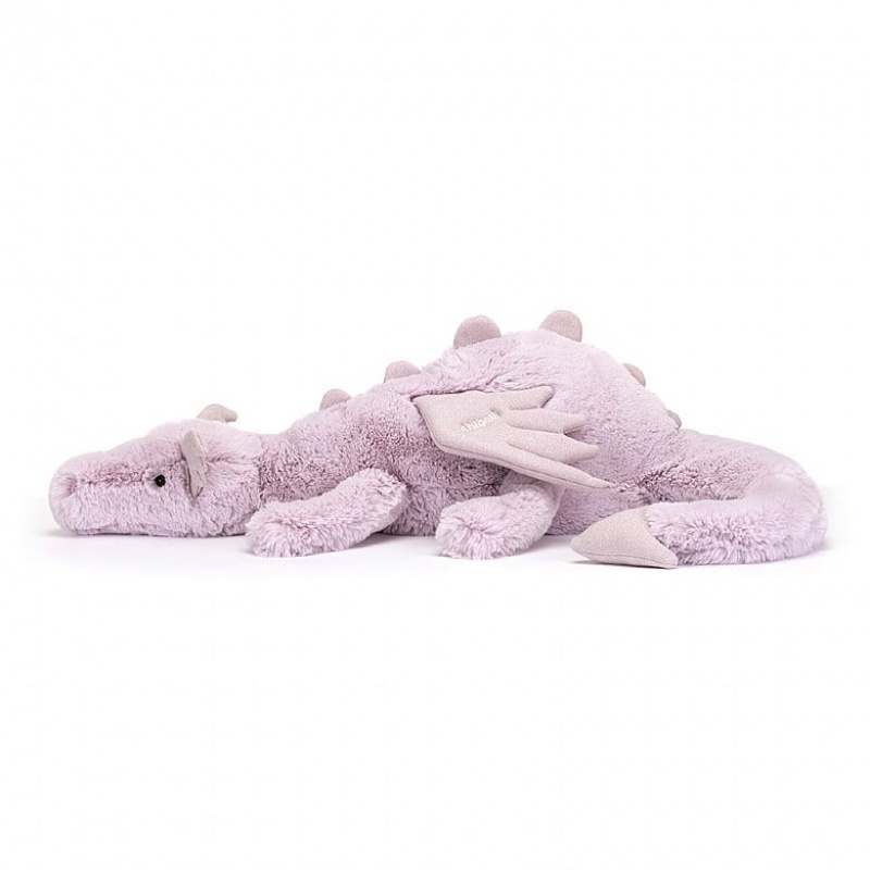 HUGE Jellycat Personalised Lavender Dragon 19 CM X 66 CM, Jellycat USA | PN1367850