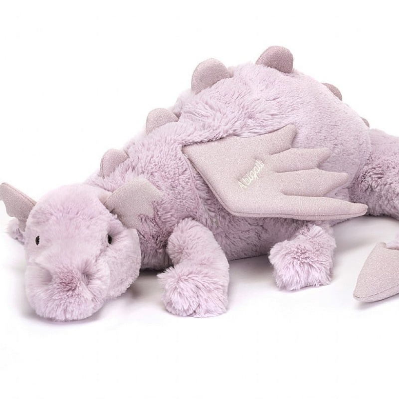 HUGE Jellycat Personalised Lavender Dragon 19 CM X 66 CM, Jellycat USA | PN1367850