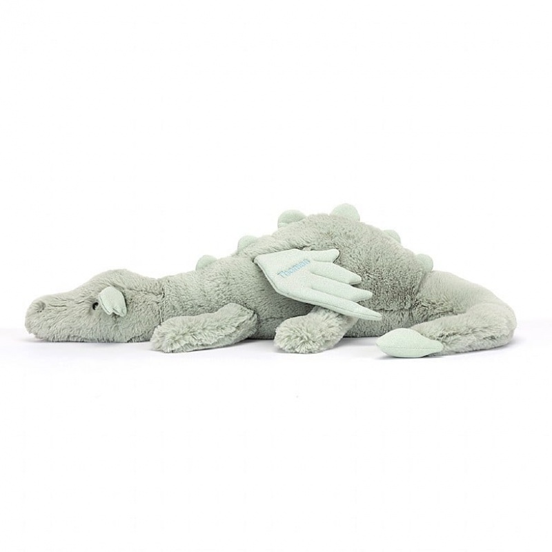 HUGE Jellycat Personalised Sage Dragon 19 CM X 66 CM, Jellycat USA | IE9386451