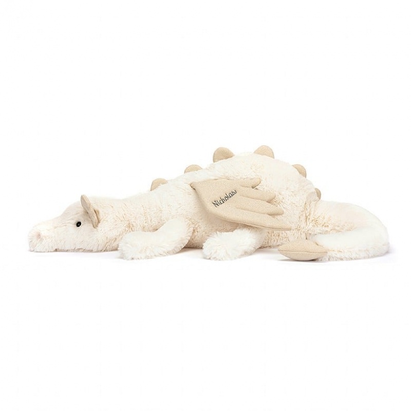 HUGE Jellycat Personalised Snow Dragon 19 CM X 66 CM, Jellycat USA | VZ1058497