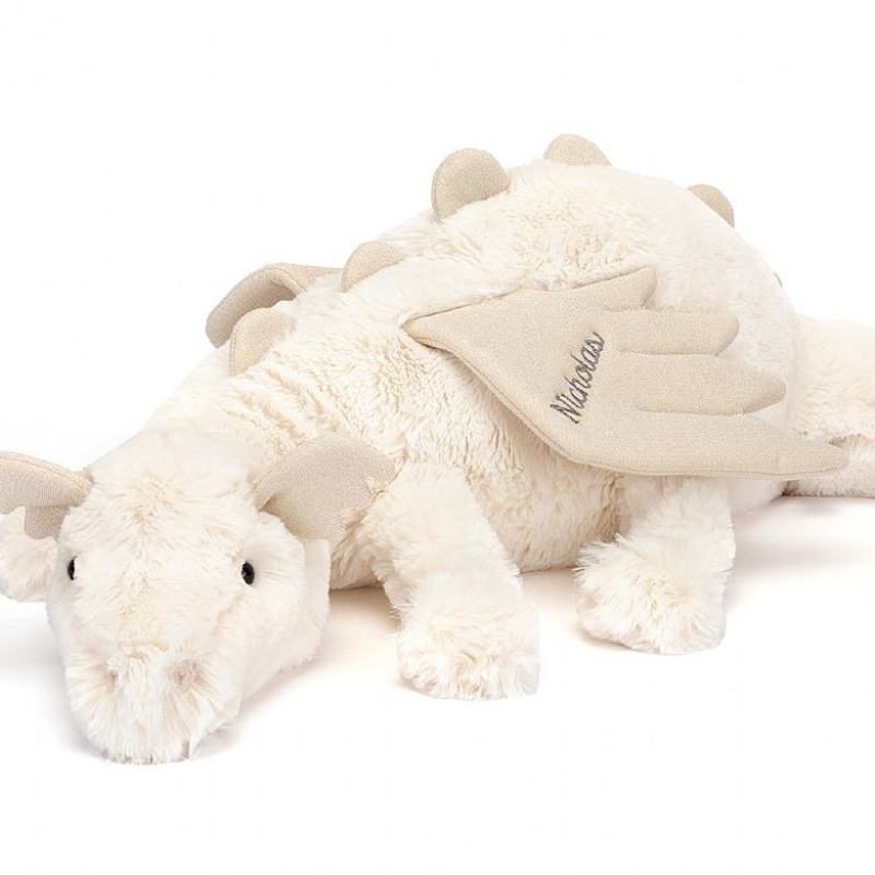 HUGE Jellycat Personalised Snow Dragon 19 CM X 66 CM, Jellycat USA | VZ1058497