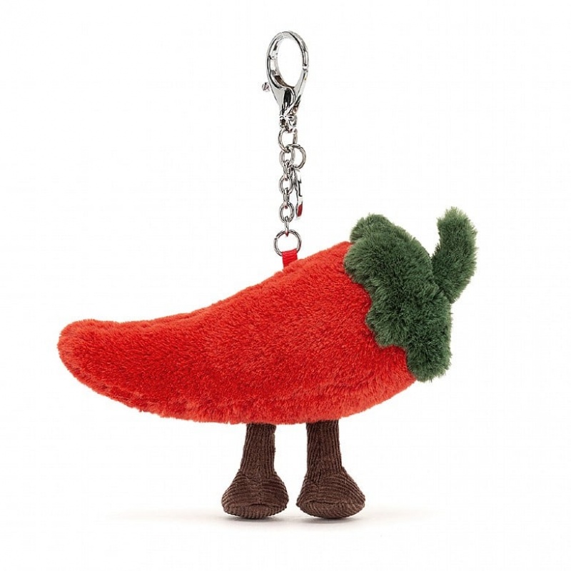 Jellycat Amuseable Chilli Bag Charm 8 CM X 13 CM, Jellycat USA | YH2453679