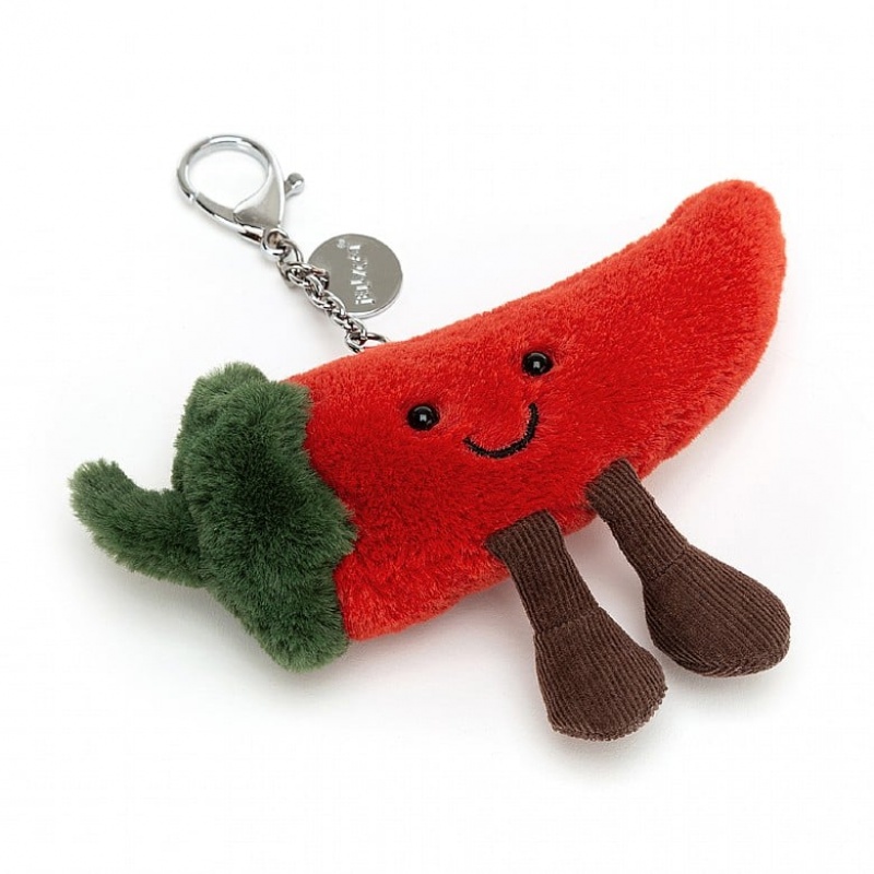 Jellycat Amuseable Chilli Bag Charm 8 CM X 13 CM, Jellycat USA | YH2453679