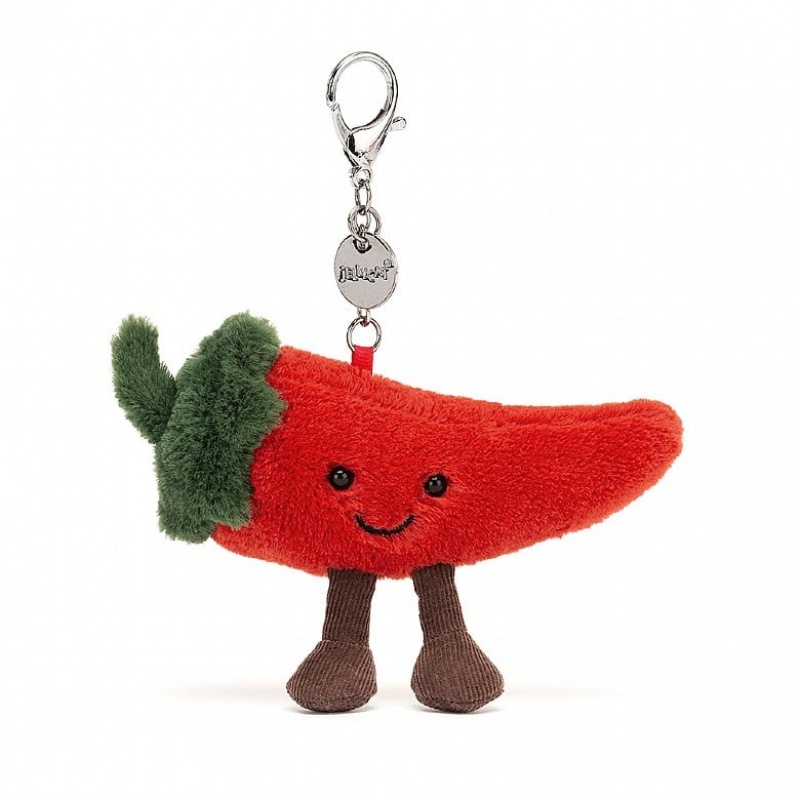 Jellycat Amuseable Chilli Bag Charm 8 CM X 13 CM, Jellycat USA | YH2453679