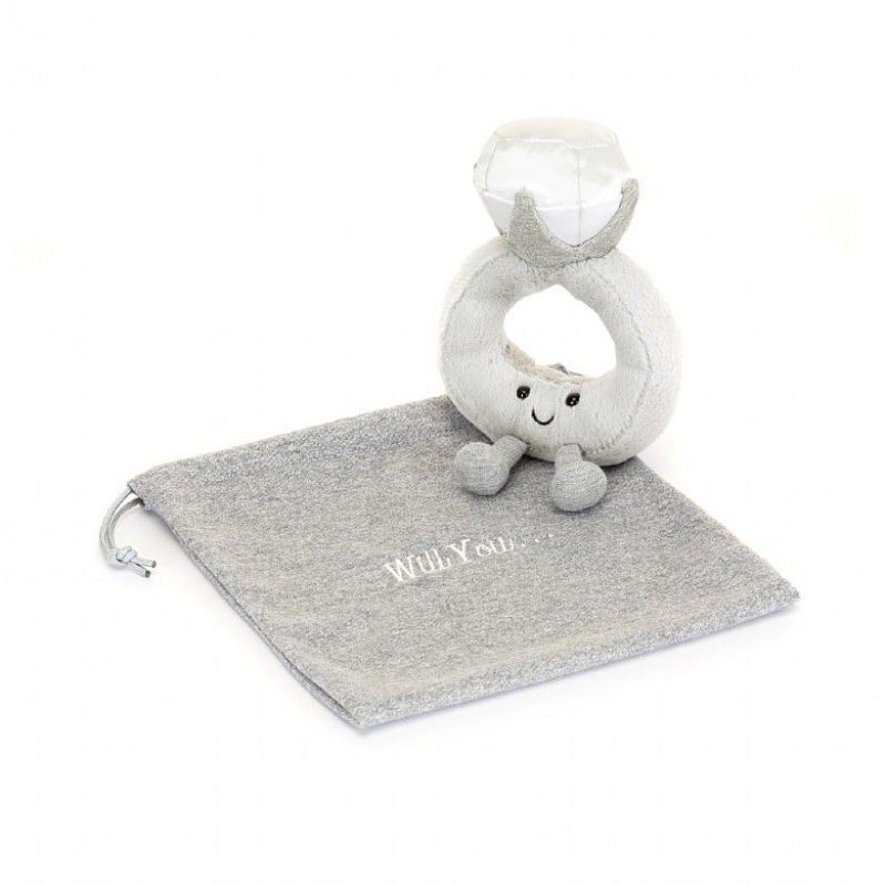 Jellycat Amuseable Diamond Ring with Personalised Bag 20 CM X 12 CM, Jellycat USA | MD0528697