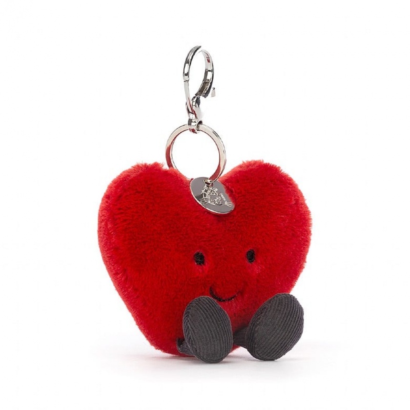 Jellycat Amuseable Heart Bag Charm 16 CM X 9 CM, Jellycat USA | RE8509364