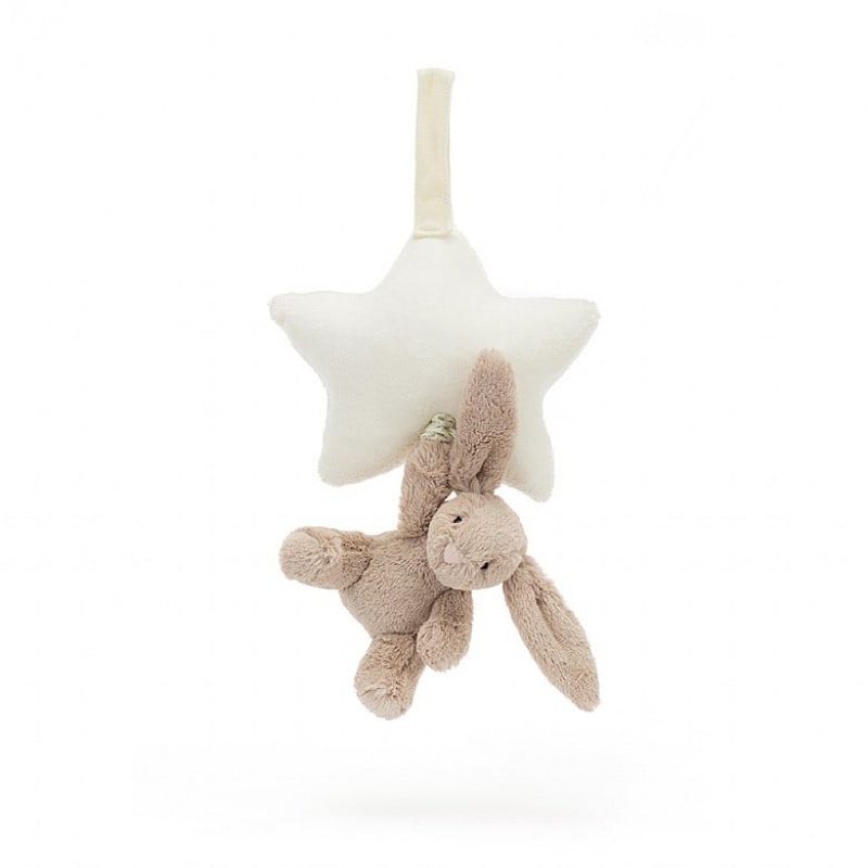 Jellycat Bashful Beige Bunny Star Musical Pull 28 CM X 19 CM, Jellycat USA | MG4589762