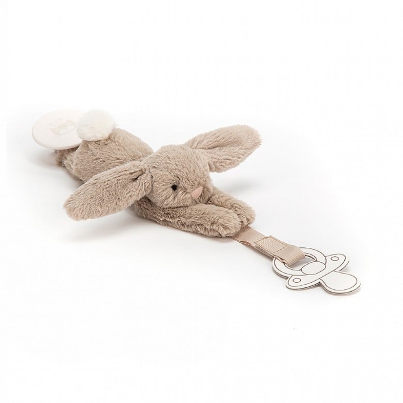 Jellycat Bashful Beige Dummy Holder 19 CM X 4 CM, Jellycat USA | YD6372184