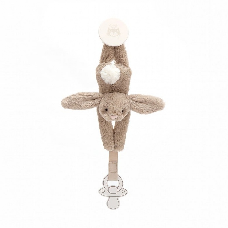 Jellycat Bashful Beige Dummy Holder 19 CM X 4 CM, Jellycat USA | YD6372184